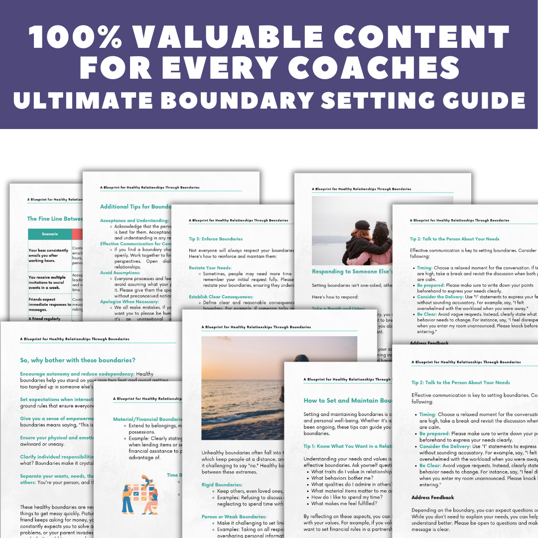 Boundary Setting E-Book + Workbook + Email Copies - Complete Lead Magnet for Coaches - Coaching Tool Jelly Social Lab