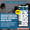 Sobriety Addiction Canva Template Pack Recovery Treatment Rehab Center & Mental Health Social Media Templates DFY Content Health Wellness Jelly Social Lab