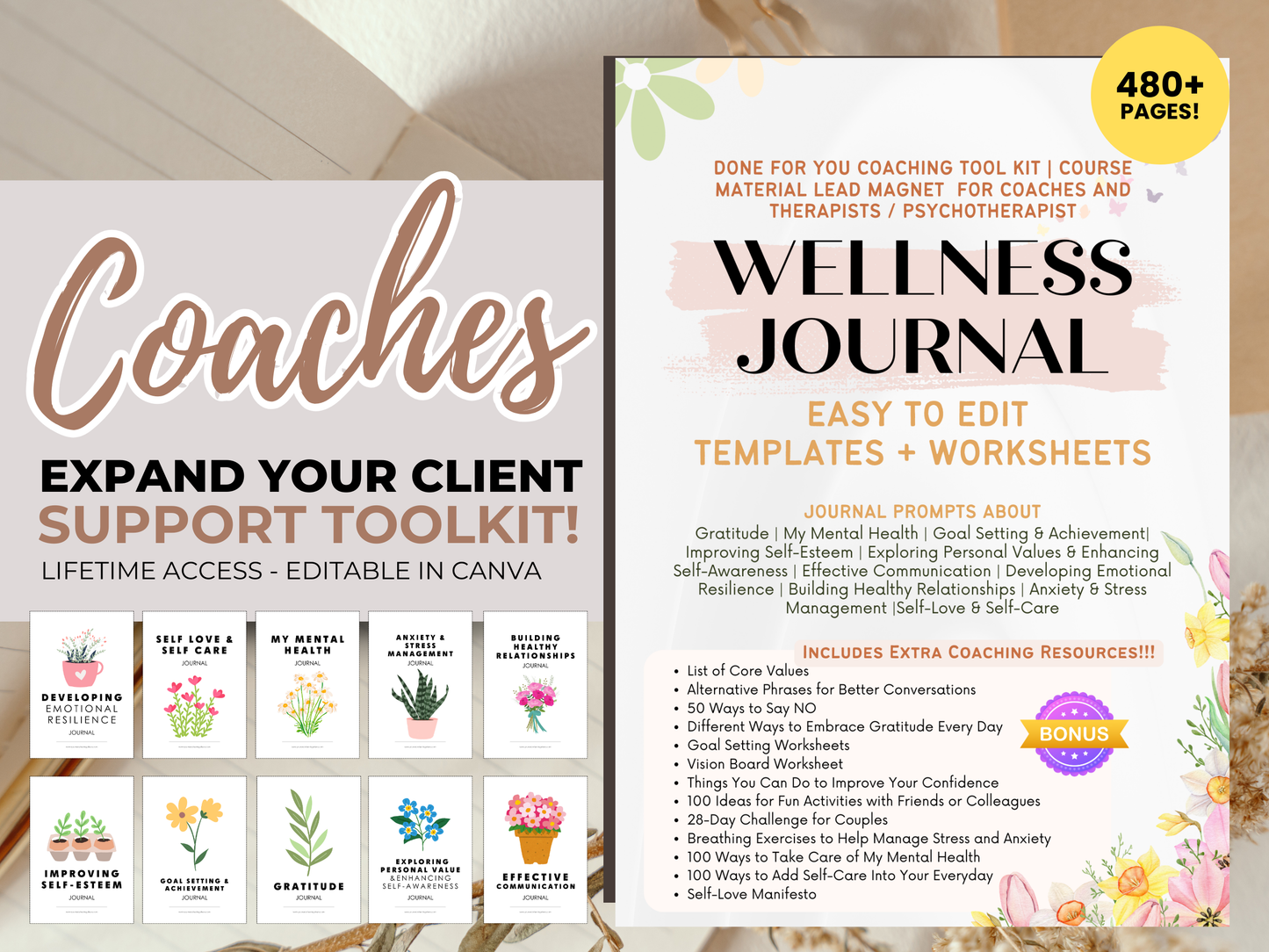 Journal Templates Worksheets Toolkit for Coaches Psychotherapists and Counselors Wellness Content Kit