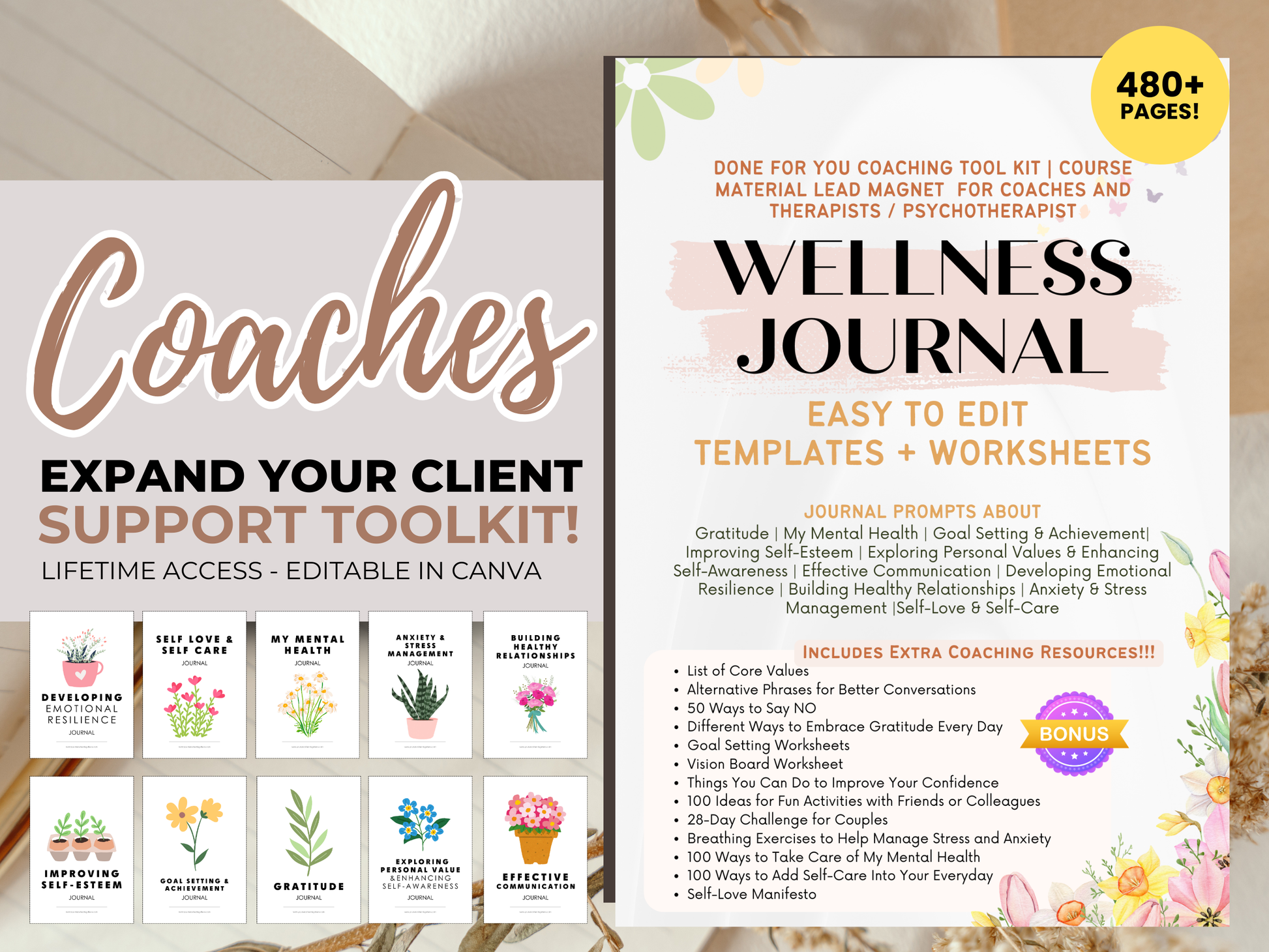 Journal Templates Worksheets Toolkit for Coaches Psychotherapists and Counselors Wellness Content Kit