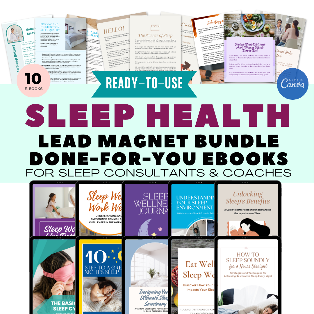 Sleep Health Lead Magnet Bundle Done-for-you Ebooks For Sleep Consultants and Coaches Jelly Social Lab