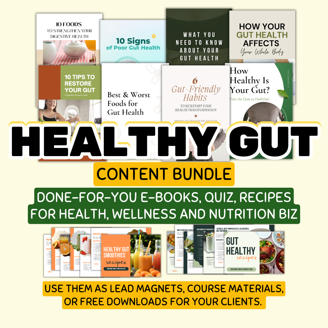 Gut Health Content Bundle for Coaches Nutritionist and Health Professionals - Coaching Toolkit DFY Ebooks and Recipes Wellness Content Kit
