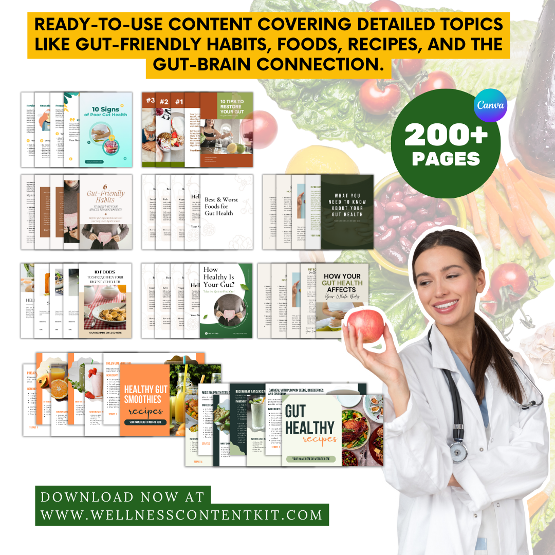 Gut Health Content Bundle for Coaches Nutritionist and Health Professionals - Coaching Toolkit DFY Ebooks and Recipes Wellness Content Kit
