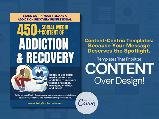 450+ Addiction Recovery Social Media Content Bundle Jelly Social Lab