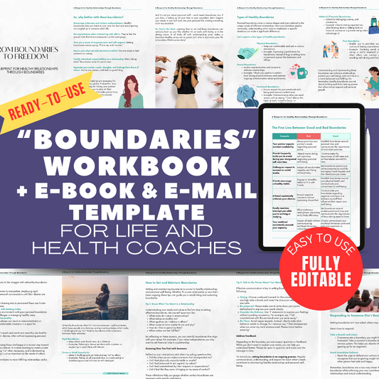 Boundary Setting E-Book + Workbook + Email Copies - Complete Lead Magnet for Coaches - Coaching Tool Jelly Social Lab