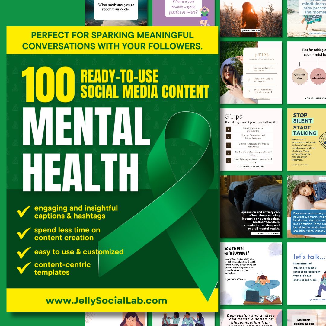 100 Ready-to-use Social Media Content about Mental Health Jelly Social Lab