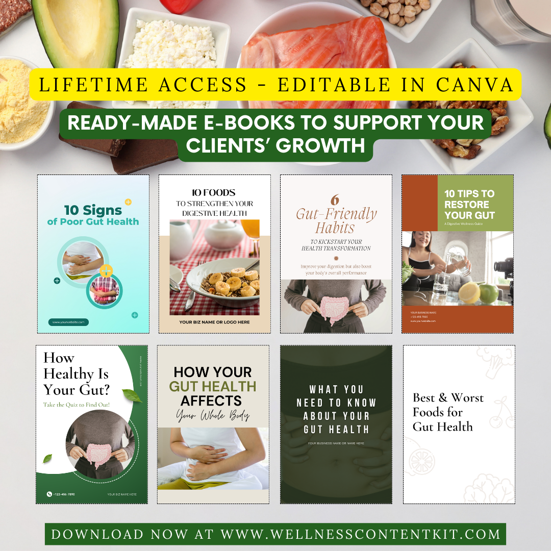 Gut Health Content Bundle for Coaches Nutritionist and Health Professionals - Coaching Toolkit DFY Ebooks and Recipes Wellness Content Kit