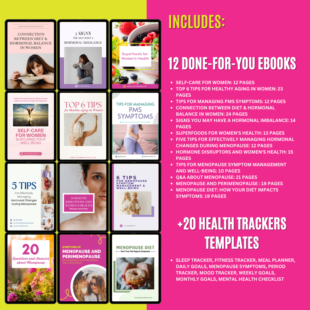 Womens Health Hormones PMS Menopause Done For You Ebook Coaching Tool  Canva Template Easy to Edit Template for Coaches Health Professionals Jelly Social Lab