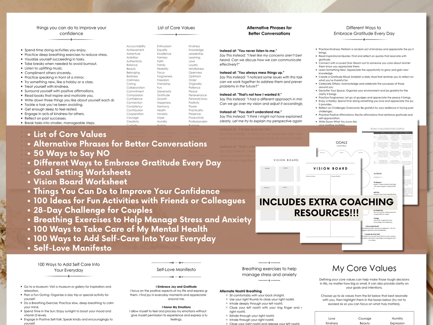 Journal Templates Worksheets Toolkit for Coaches Psychotherapists and Counselors Wellness Content Kit