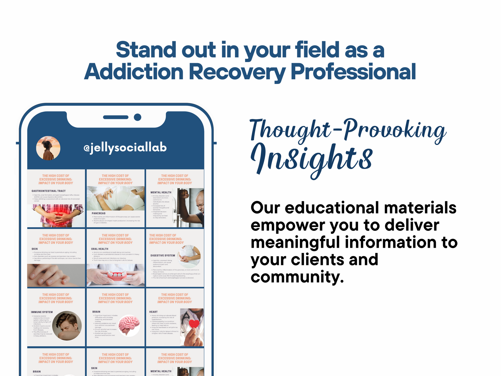 450+ Addiction Recovery Social Media Content Bundle Jelly Social Lab