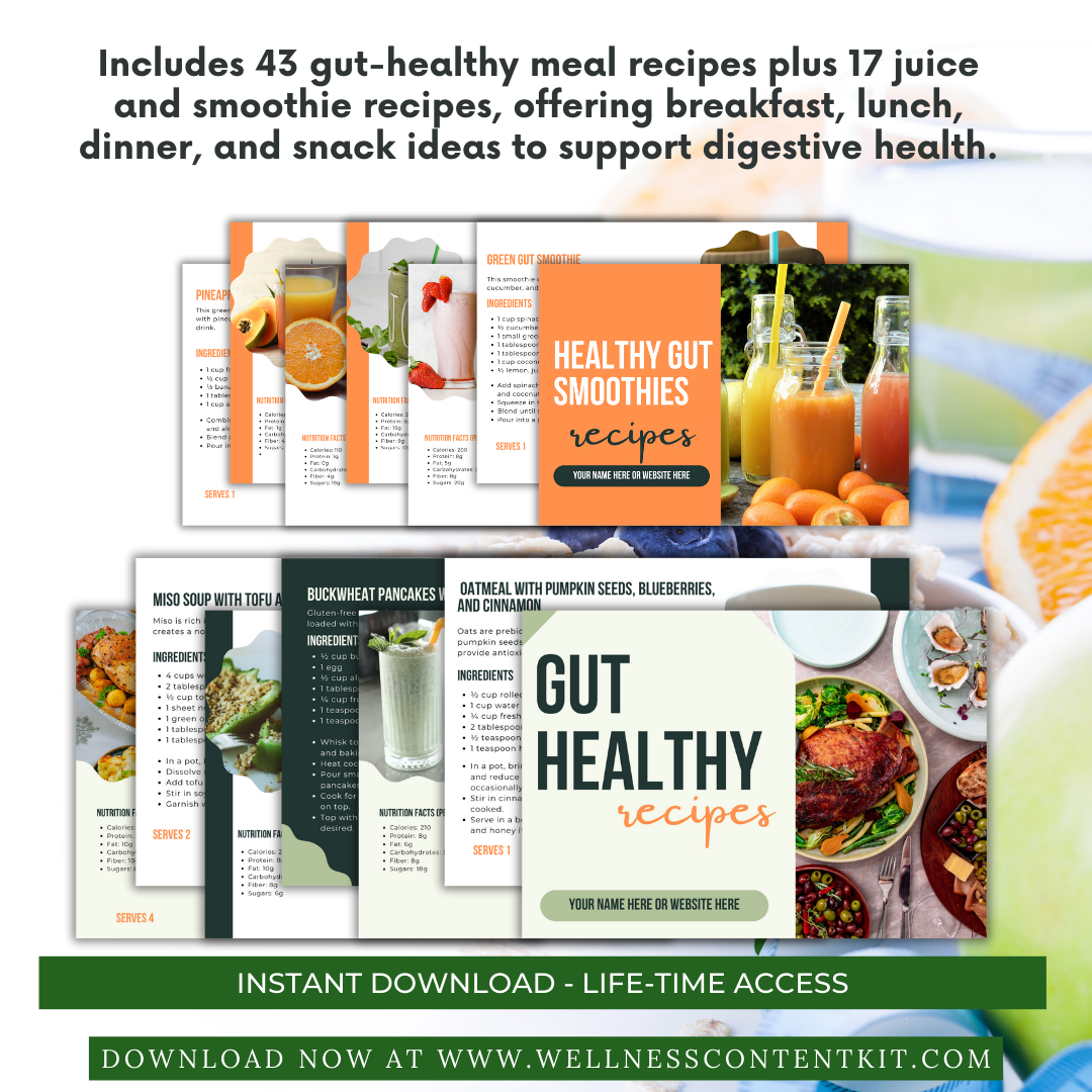 Gut Health Content Bundle for Coaches Nutritionist and Health Professionals - Coaching Toolkit DFY Ebooks and Recipes Wellness Content Kit