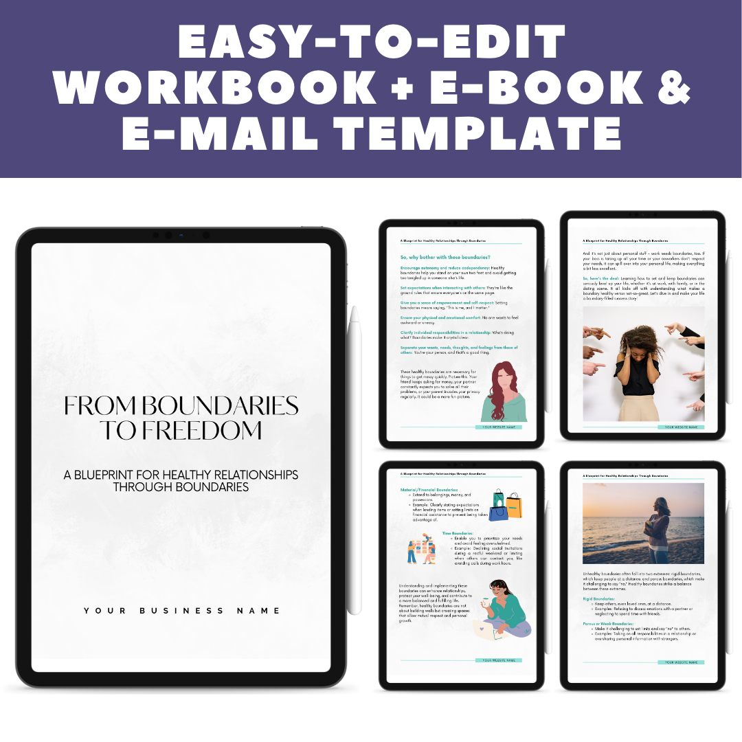 Boundary Setting E-Book + Workbook + Email Copies - Complete Lead Magnet for Coaches - Coaching Tool Jelly Social Lab