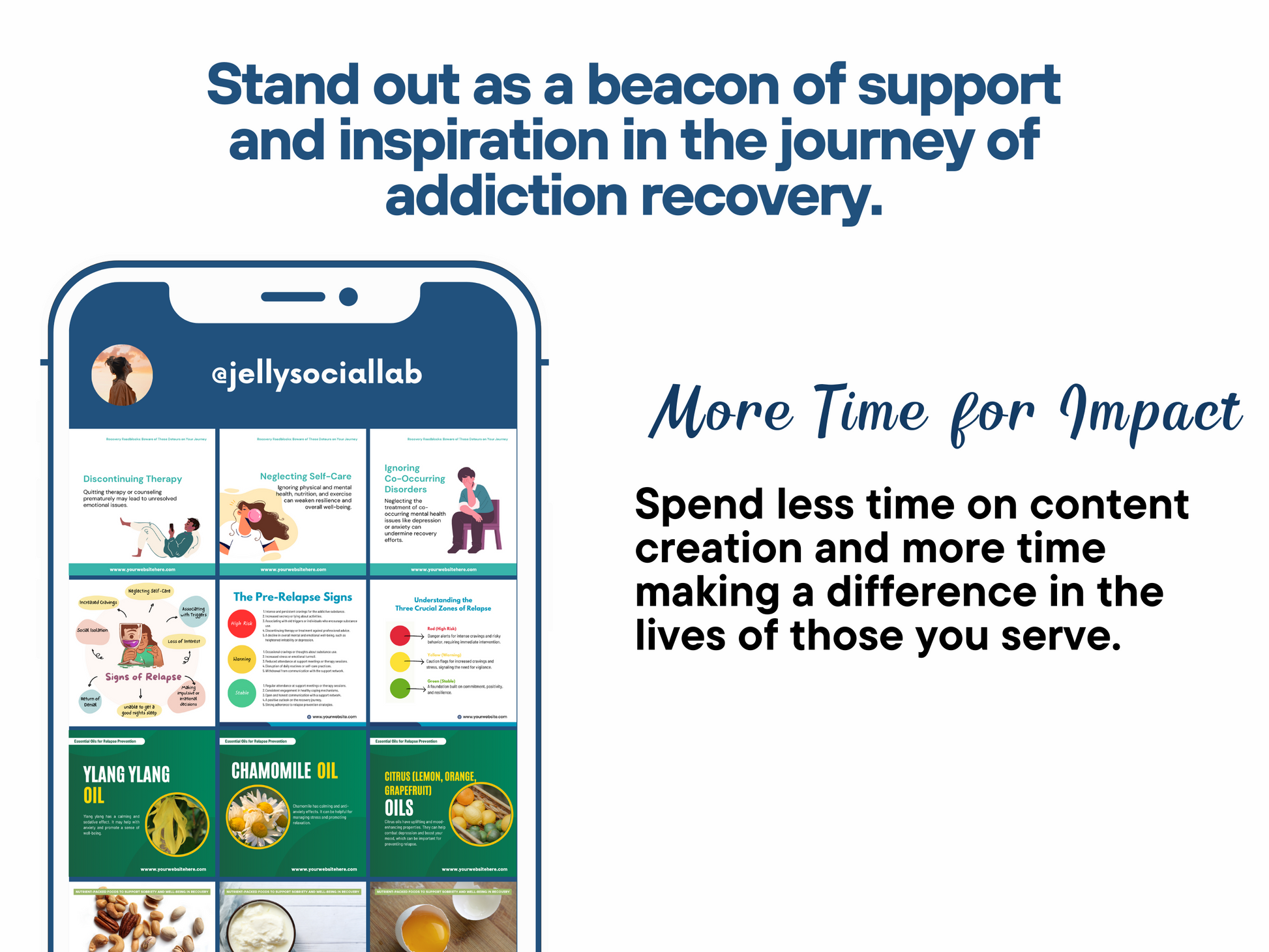 450+ Addiction Recovery Social Media Content Bundle Jelly Social Lab