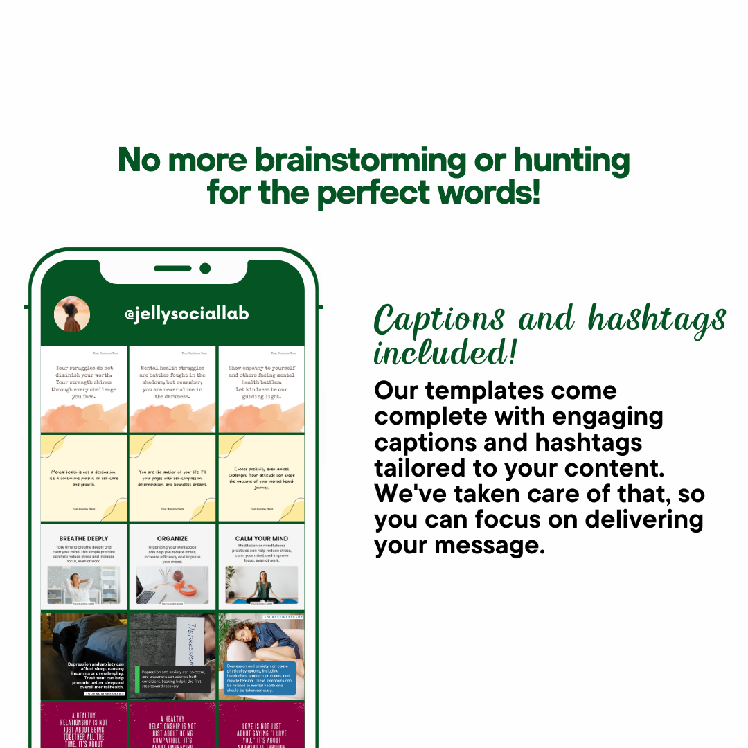 100 Ready-to-use Social Media Content about Mental Health Jelly Social Lab