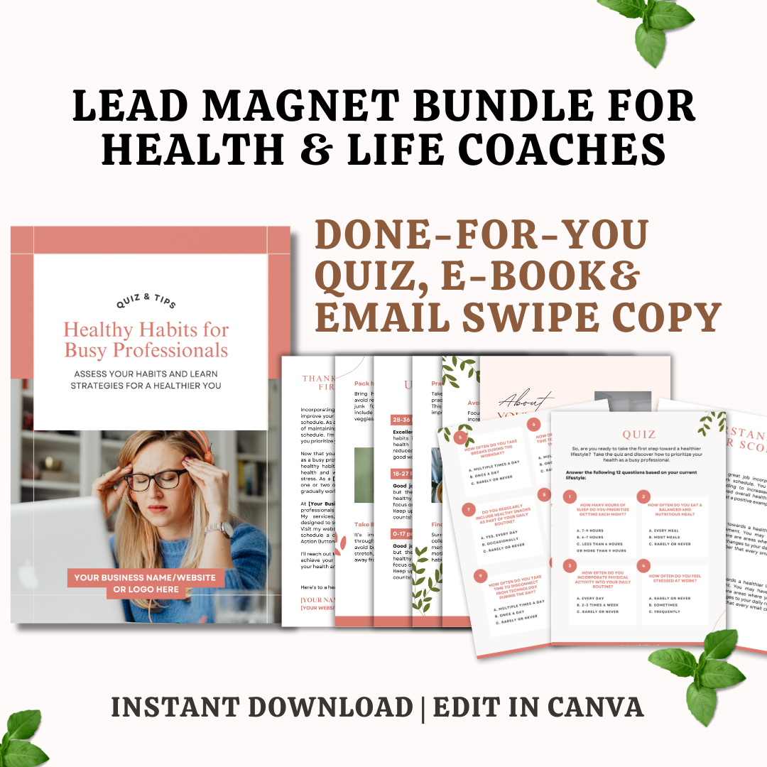 Busy Lives, Healthy Habits: Pre-Made Lead Magnet and Email Templates Jelly Social Lab