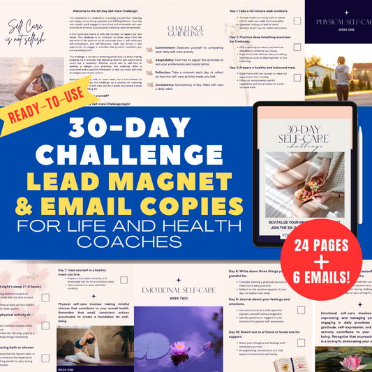 30-Day Challenge Kit Lead Magnet - Course Content for Coaches - Ebook Template Jelly Social Lab