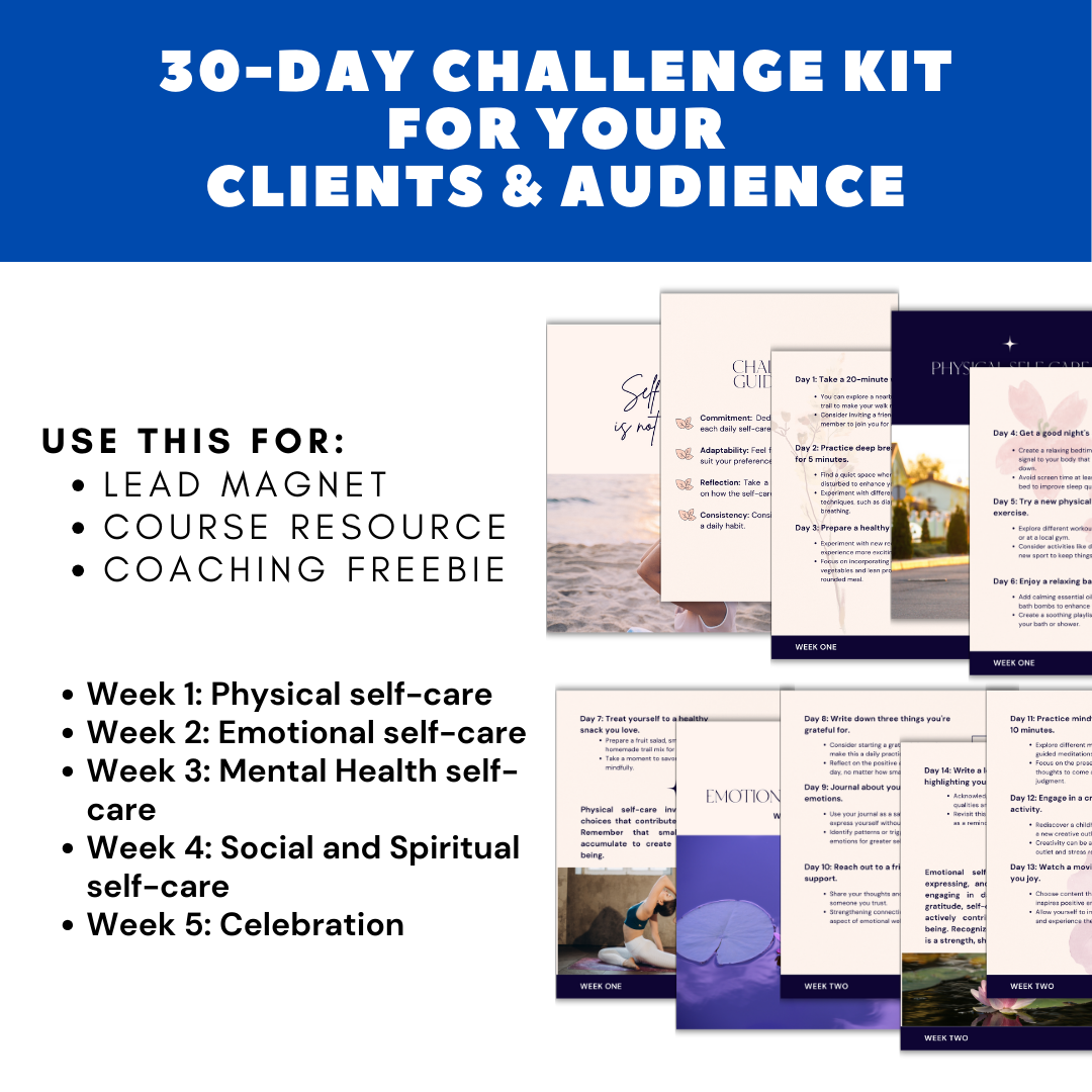 30-Day Challenge Kit Lead Magnet - Course Content for Coaches - Ebook Template Jelly Social Lab