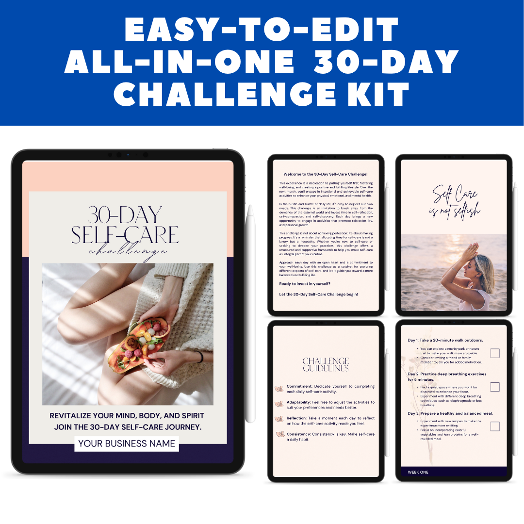 30-Day Challenge Kit Lead Magnet - Course Content for Coaches - Ebook Template Jelly Social Lab