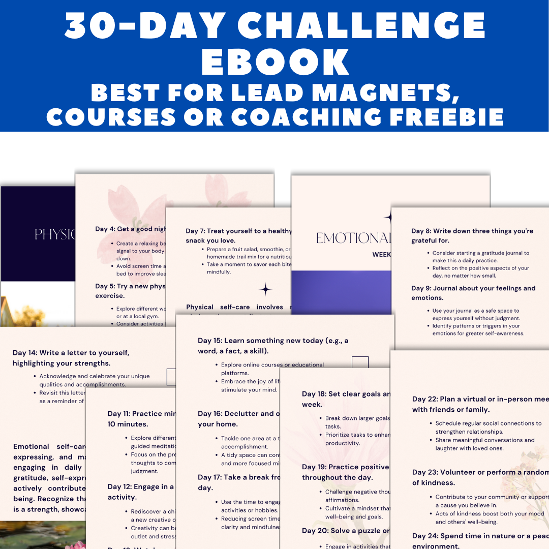 30-Day Challenge Kit Lead Magnet - Course Content for Coaches - Ebook Template Jelly Social Lab