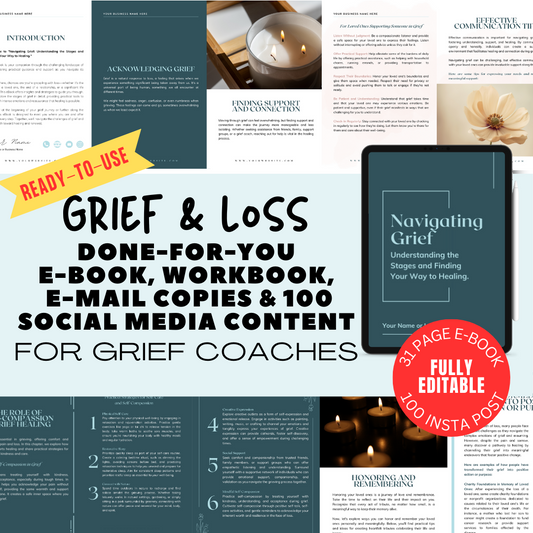 Grief and Loss, Done for You Ebook, Grief Therapy, Grief Counseling, Stages of Grief, Death and Loss, Coping Skills, Coaching Program