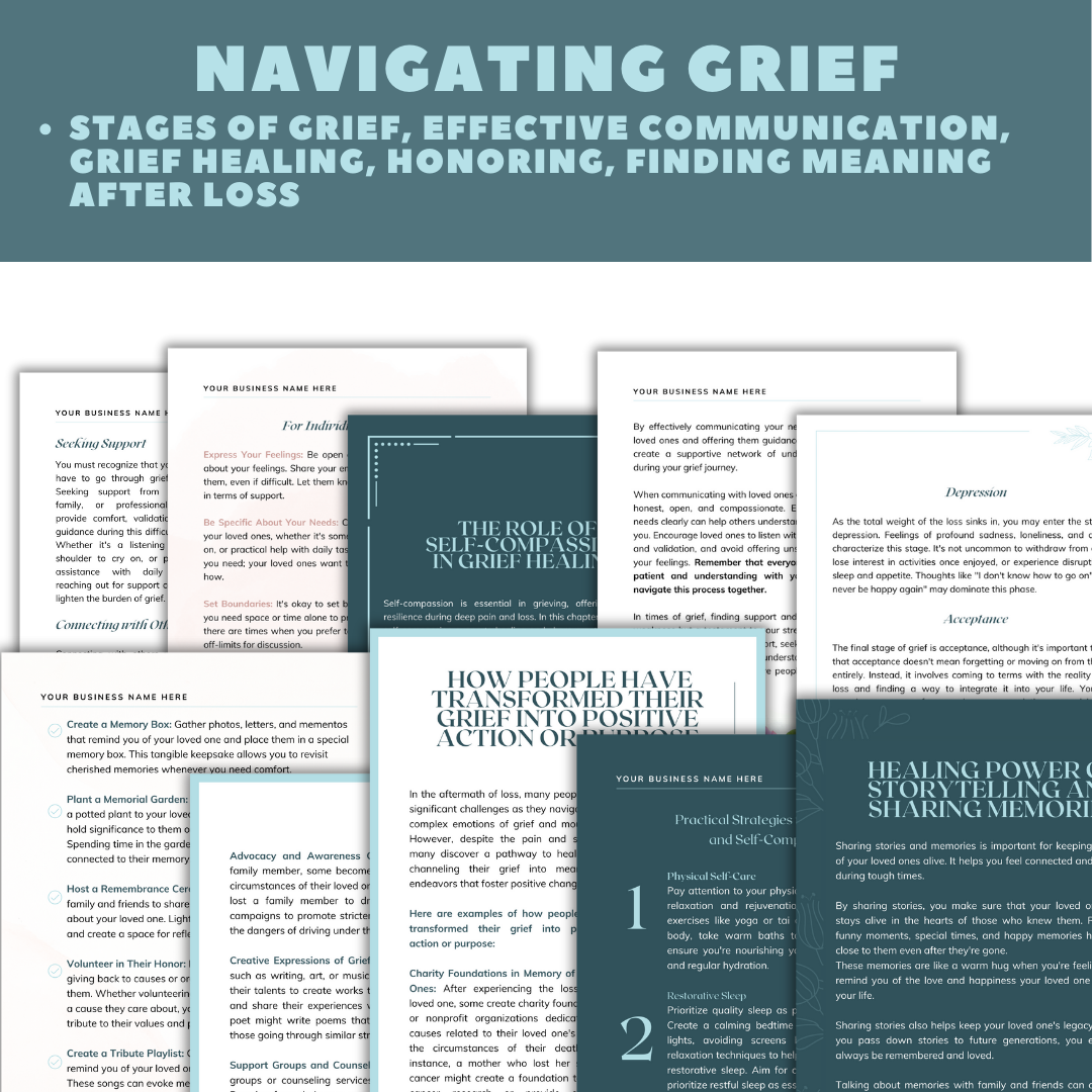 Grief and Loss, Done for You Ebook, Grief Therapy, Grief Counseling, Stages of Grief, Death and Loss, Coping Skills, Coaching Program