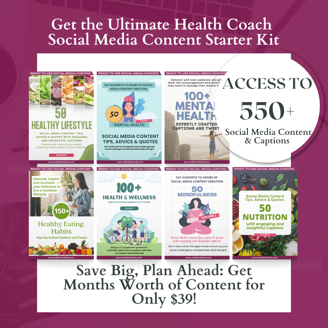 Ultimate Health Coach  Social Media Content Starter Kit Jelly Social Lab