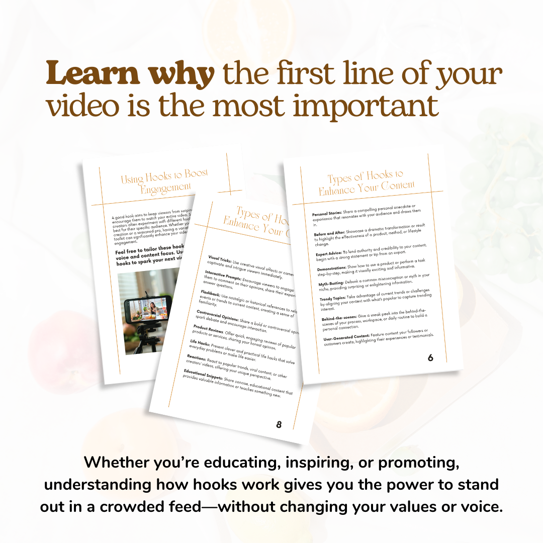 social media hooks for coaches, TikTok hooks for therapists, Reels ideas for health brands, how to get more views on Reels, grow your wellness business with video, content ideas for mental health professionals, health coach content creation, marketing toolkit for wellness entrepreneurs, attention-grabbing video intros, content prompts for holistic health creators