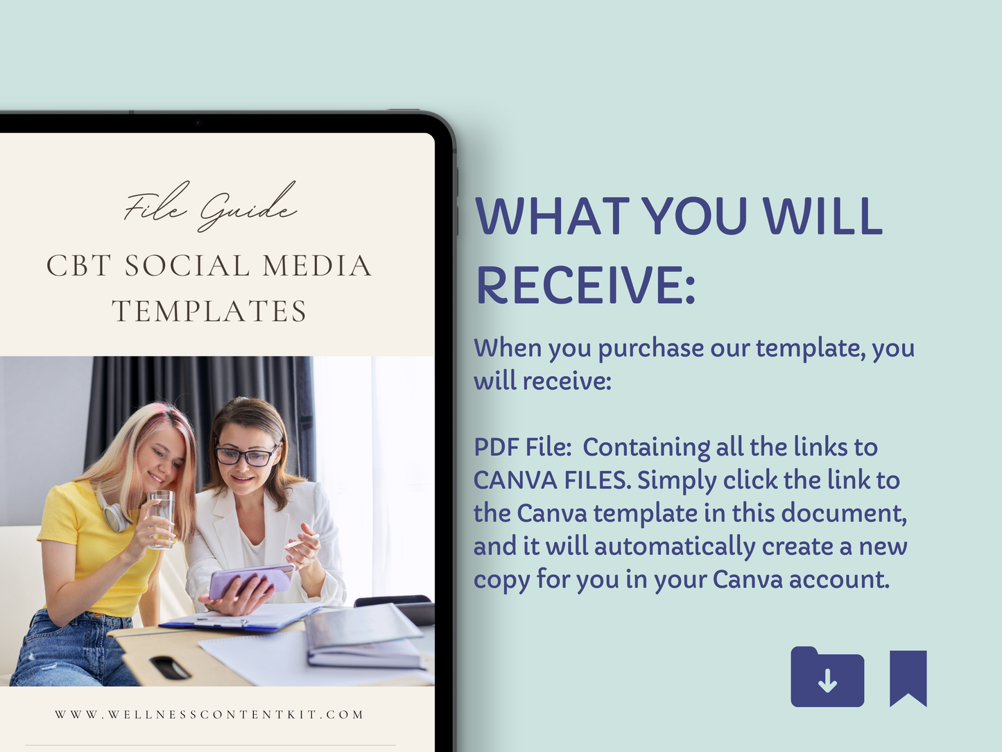 CBT Therapist Social Media Templates | 50 Mental Health Instagram Posts | Canva Templates for Psychologists | Therapy Practice Marketing