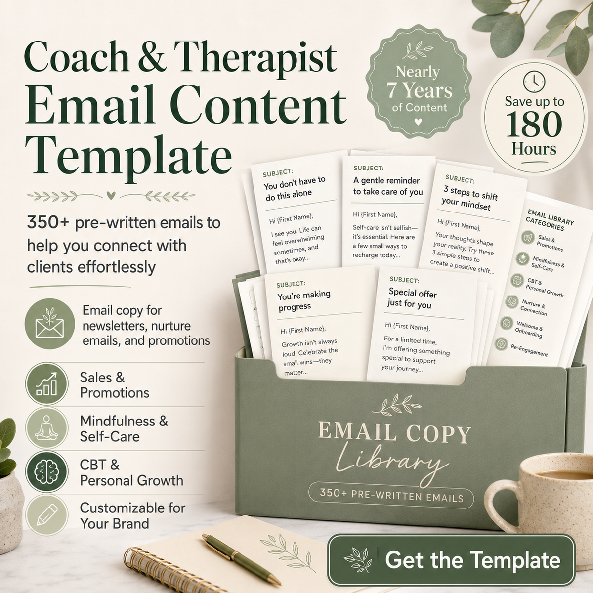 Done-for-you email templates for coaches and therapists