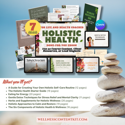 done-for-you health coach content, holistic health eBook template, editable Canva lead magnet, health coach lead magnet, coaching program resources, holistic wellness workbook, wellness coaching handout, self-care guide template, health and wellness digital product, nutrition coach freebies